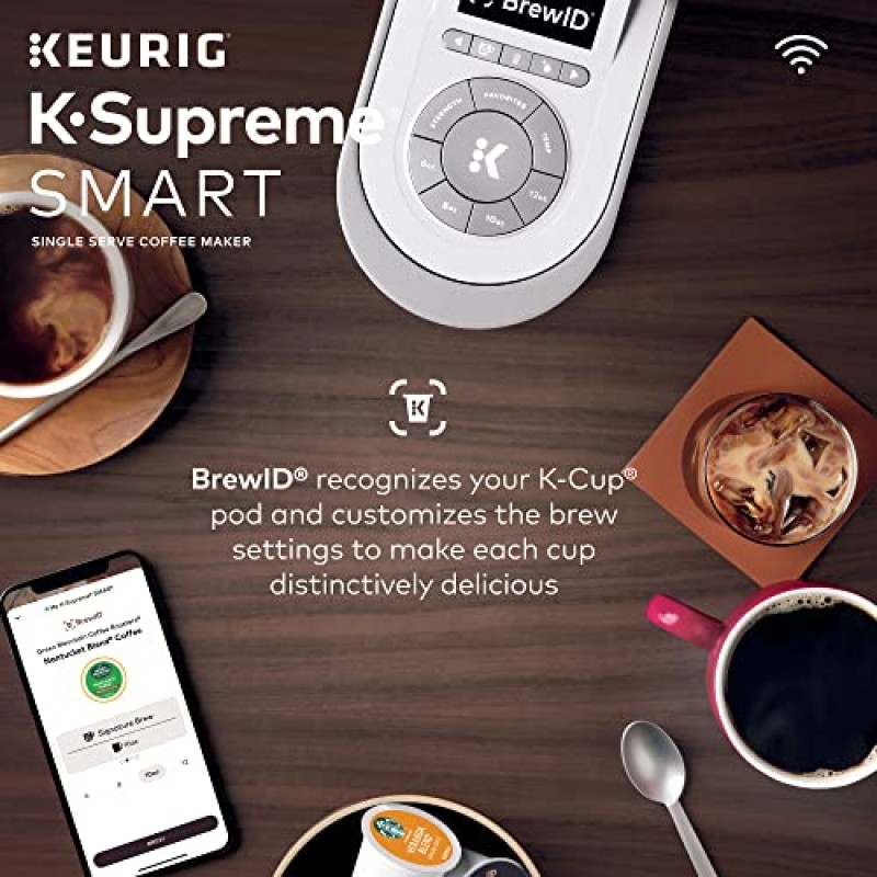 Keurig K-Supreme 스마트 커피 메이커, 멀티스트림 기술, 6-12oz 컵 크기 추출, 화이트