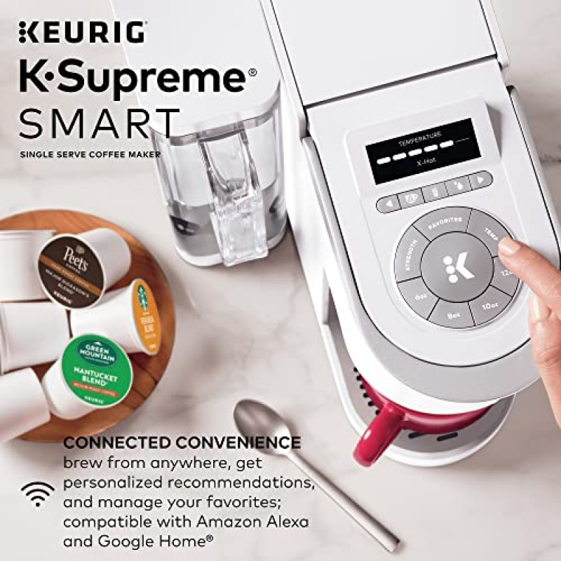 Keurig K-Supreme 스마트 커피 메이커, 멀티스트림 기술, 6-12oz 컵 크기 추출, 화이트