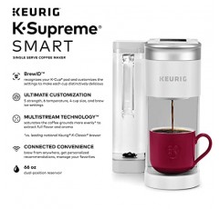 Keurig K-Supreme 스마트 커피 메이커, 멀티스트림 기술, 6-12oz 컵 크기 추출, 화이트