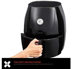 CRUX 6 Qt 디지털 에어 프라이어(눌어붙지 않는 탈착식 식기세척기 안전 팬 및 크리스핑 트레이, 자동 차단 타이머 및 경보음, 조절 가능한 온도 조절 장치, 블랙)
