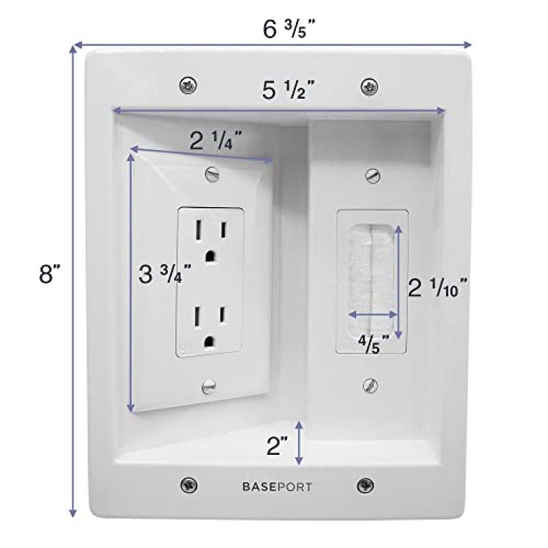 BASEPORT 벽걸이형 케이블 관리 키트 - 벽걸이형 TV용 TV 와이어 숨기기 키트, 벽걸이형 TV용 전선 숨기기 벽걸이형 TV 키트, 벽걸이형 TV용 완벽한 TV 코드 숨기기