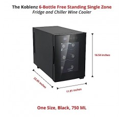 코블렌츠 6병 프리 스탠딩 싱글 존 냉장고 및 냉각기 와인 쿨러, 단일 사이즈, 검정색, 750밀리리터