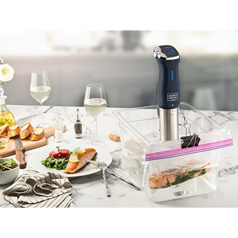 Kitchen Gizmo Sous Vide Immersion Cooker - 터치스크린 제어판 및 안전 기능을 갖춘 정밀한 요리, 800W 회색 순환 스틱 - 보너스 레시피 북 포함