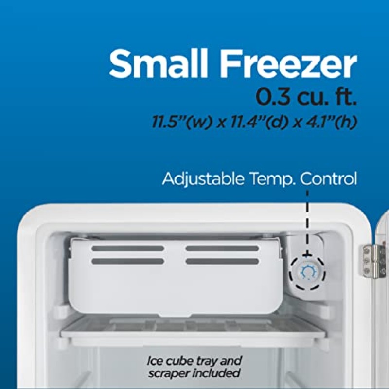 상업용 쿨 3.2 Cu. Ft Freezer, 빈티지 스타일 냉장고, 슬라이드 아웃 유리 선반 및 긴 병 보관함, 레트로 냉장고, 흰색