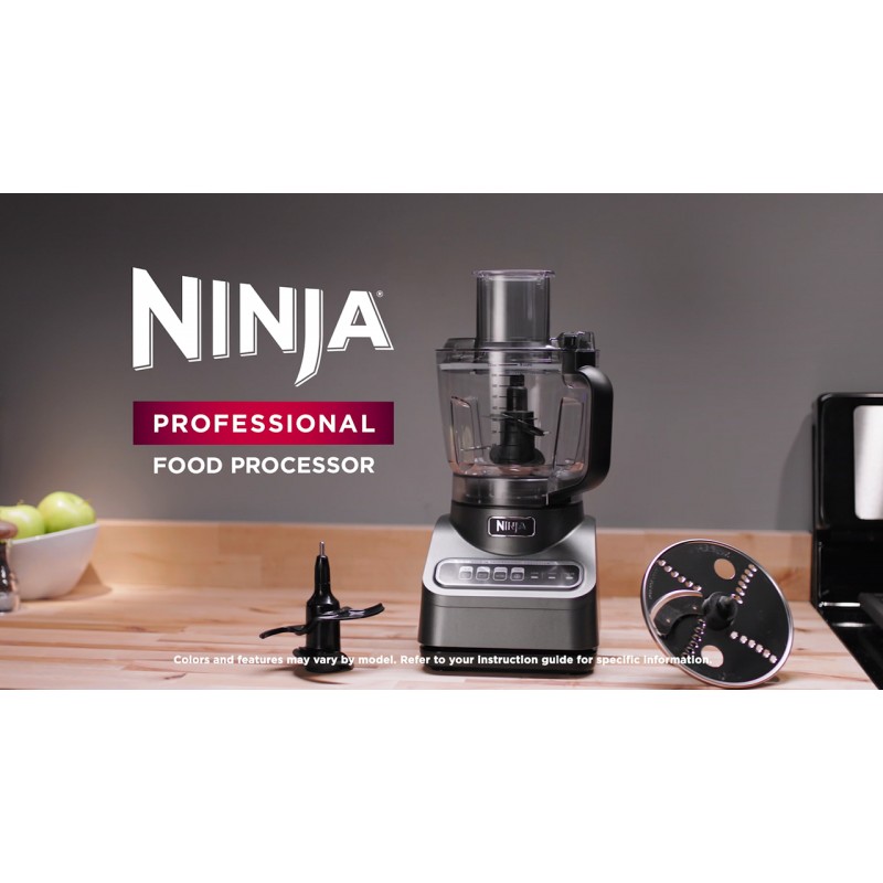 Ninja BN601 프로페셔널 플러스 푸드 프로세서, 최대 1000와트, 다지기, 슬라이싱, 퓨레 및 반죽용 4가지 기능(9컵 프로세서 보울 포함), 블레이드 3개, 푸드 슈트 및 푸셔, 실버