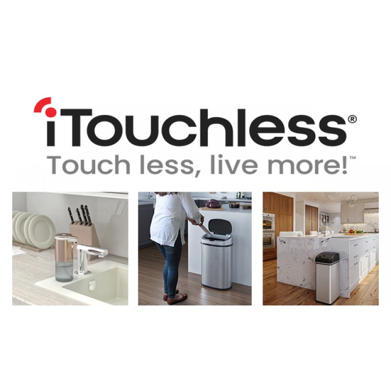 iTouchless Prime 13.2갤런 플라스틱 센서 쓰레기통, 내구성이 뛰어난 찌그러짐 방지 구조, 주방, 가정, 사무실, 비즈니스, 차고, 흰색에 적합한 슬림하고 공간 절약형 자동 쓰레기통