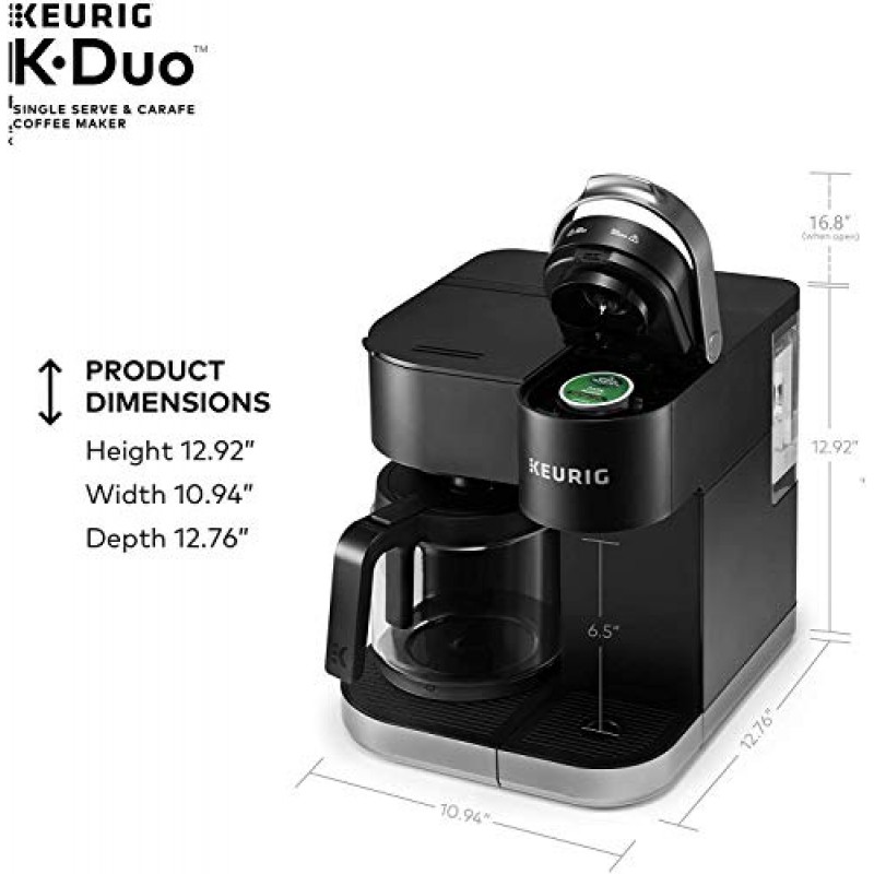 Keurig K-Duo 1인용 K-컵 포드 및 카라페 커피 메이커, 블랙