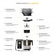 Gourmate Smart All-in-1 멀티 쿠커, 10개 이상의 요리 기능, 내장 저울, 조리법 안내, 찌기, 요리, 반죽, Bluetooth 앱 연결, 2.3 QT, 화이트