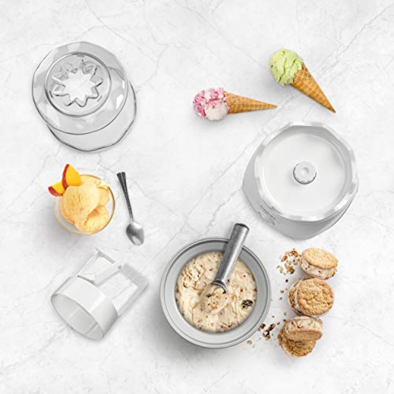 Cuisinart ICE-20P1 자동 1.5쿼트 냉동 요구르트, 아이스크림 및 셔벗 제조기, 20분 이내에 냉동 간식 만들기, 흰색