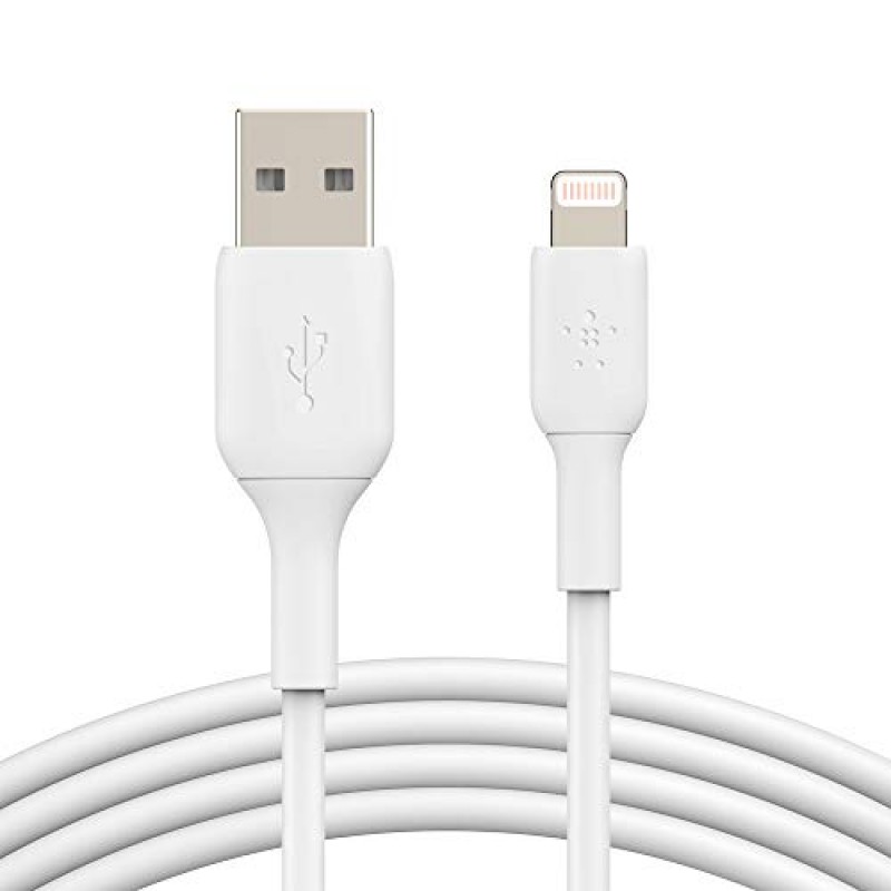 Belkin BoostCharge 라이트닝 케이블 - 6.6피트/2M - MFi 인증 Apple iPhone 충전기 USB-라이트닝 케이블 - iPhone 케이블 - iPhone 충전기 코드 - Apple 충전기 - USB 휴대폰 충전기 - 화이트