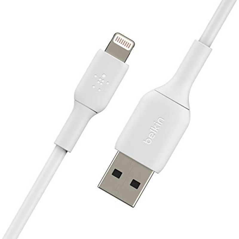 Belkin BoostCharge 라이트닝 케이블 - 6.6피트/2M - MFi 인증 Apple iPhone 충전기 USB-라이트닝 케이블 - iPhone 케이블 - iPhone 충전기 코드 - Apple 충전기 - USB 휴대폰 충전기 - 화이트