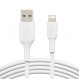 Belkin BoostCharge 라이트닝 케이블 - 6.6피트/2M - MFi 인증 Apple iPhone 충전기 USB-라이트닝 케이블 - iPhone 케이블 - iPhone 충전기 코드 - Apple 충전기 - USB 휴대폰 충전기 - 화이트