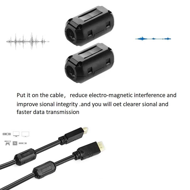 클립온 노이즈 필터, VSKEY [10개 13mm] 간섭 방지 고주파 페라이트 코어 초크 클립 서브우퍼, 앰프, 스피커, 비디오, 라디오, 가정용 전원 오디오 장치 동축 케이블(0.5인치 내경)