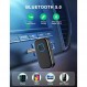 COMSOON 차량용 Bluetooth AUX 어댑터, 소음 감소 음악/핸즈프리 통화용 Bluetooth 5.0 수신기, 홈 스테레오/스피커용 무선 오디오 수신기, 16시간 배터리 수명/듀얼 연결(올 블랙)