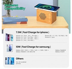 10W 고속 무선 충전기, 수제, 12시간 재생 시간, 소형 휴대용 무선 스피커, iPhone ipad Android 스마트 장치용 HD 사운드 및 베이스 등을 갖춘 Mearmart Bluetooth 스피커