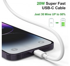 5팩 USB C-라이트닝 케이블 [Apple MFi 인증] 6FT iPhone 충전기 고속 충전 유형 c-라이트닝 케이블 iPhone 14 13 12 11 Pro Max XR XS X 8 이상용 iPhone 고속 충전기 전원 공급