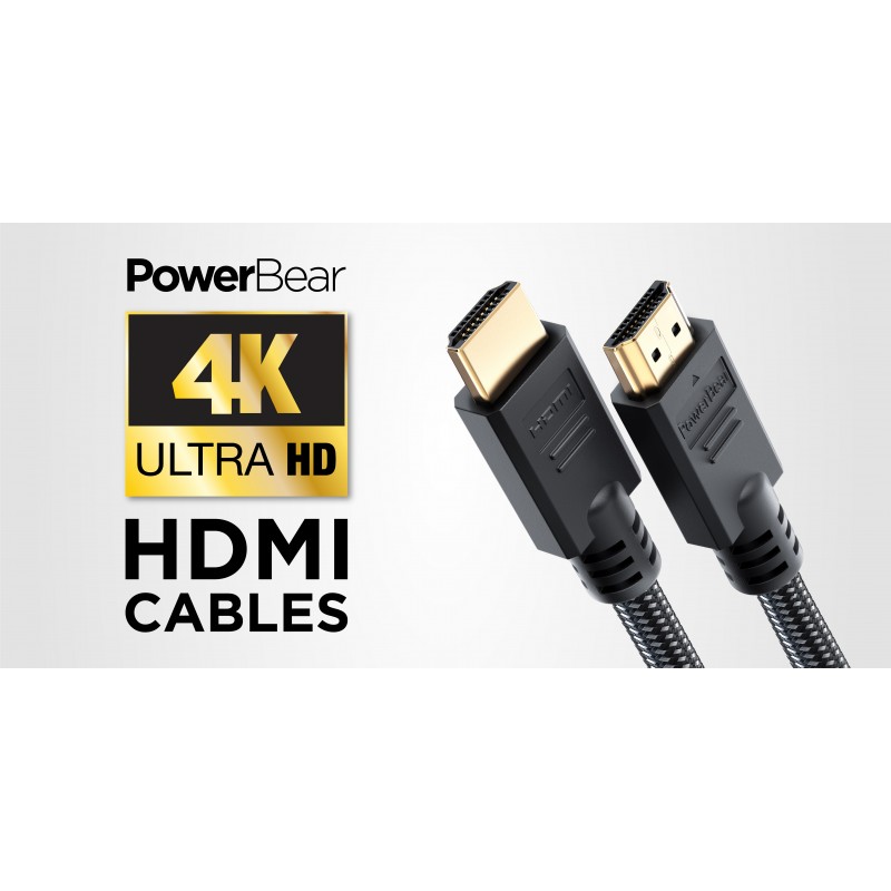 PowerBear 4K HDMI 케이블 10피트[2팩] 고속, 편조 나일론 및 금 커넥터, 4K @ 60Hz, Ultra HD, 2K, 1080P, ARC 및 CL3 등급 | 노트북, 모니터, PS5, PS4, Xbox One, Fire TV, Apple TV 등용