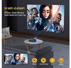 Wi-Fi 및 블루투스 기능이 있는 4K 프로젝터 - SMONET 5G Wi-Fi 블루투스 1080P FHD 프로젝터 홈 야외 영화 비디오 프로젝터 아이폰 프로젝터 전화 TV 스틱 노트북 PC HDMI USB DVD와 호환 가능