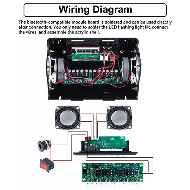 BANRIA DIY 블루투스 호환 스피커 키트, DIY 납땜 프로젝트 FM 라디오 USB 미니 홈 사운드 앰프 키트, 디지털 디스플레이 및 DIY 전자 납땜 연습을 위한 다채로운 LED 조명 포함
