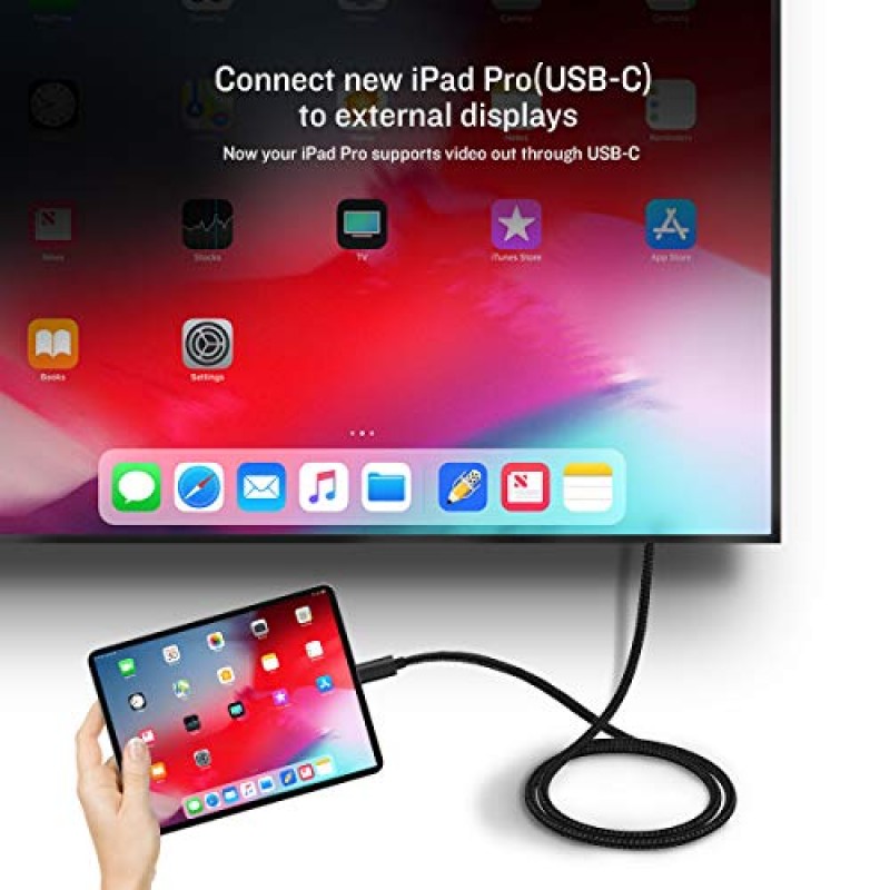 USB C-HDMI 케이블, [4K, 고속] 홈 오피스용 USB Type C-HDMI 케이블, MacBook Pro/Air 2020, iPad Air 4, iPad Pro 2021, iMac, S23, XPS용 [Thunderbolt 3/4 호환] 17 이상 - 10피트 검정색