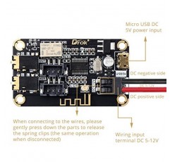 Blue~Tooth 보드, DROK 12V 오디오 수신기 Blue~Tooth 모듈 DC 5V-12V 휴대용 와이어~헤드폰 스피커용 마이크로 USB 포트가 있는 스테레오 음악 수신 회로 칩 홈 사운드 시스템 DIY