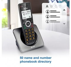 AT&T GL2101-2 DECT 6.0 통화 차단 기능이 있는 2-핸드셋 무선 집 전화, 발신자 ID, 전이중 핸드셋 스피커폰, 2인치 흰색 백라이트 디스플레이, 조명 키패드(흑연 및 검정색)