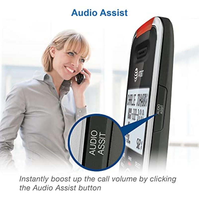 AT&T BL102-4 DECT 6.0 자동 응답기, 통화 차단, 발신자 ID 아나운서, 오디오 지원, 인터콤 및 탁월한 범위를 갖춘 가정용 4핸드셋 무선 전화기, 실버/블랙