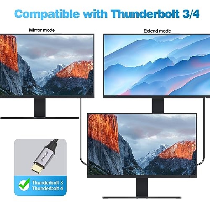 Ahmnyali 6피트 USB 유형 C - 홈 오피스용 HDMI 남성 - 남성 케이블, 4K@60Hz, Thunderbolt 3/4 MacBook, iPad, HP, Dell, Chromebook, Samsung 및 기타 유형 C 장치와 호환 가능