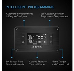 AC Infinity AIRPLATE T9, 홈 시어터 AV 캐비닛용 온도 조절 장치 제어 기능이 있는 저소음 냉각 팬 시스템 18