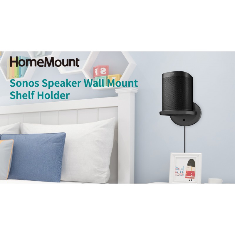 Sonos One용 홈마운트 벽 마운트 - Sonos One/SONOS One SL Black-2P와 호환되는 공간 절약형 스마트 홈 벽 스탠드 ​​홀더 선반