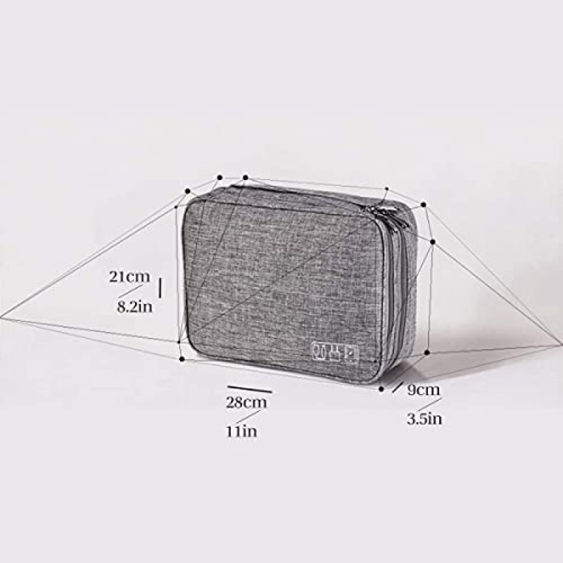 TIGERMILLION 전자 여행 정리함, 방수 3겹 전자 정리함, 케이블용 케이블 정리 가방, 충전기, 보조베터리, 플래시 드라이브, 전화, iPad Mini, 펌프, 블랙