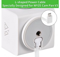 WYZE Cam Pan V3와 호환되는 30FT 전원 케이블, WYZE Cam Pan V3용 90도 L자형 플랫 마이크로 USB 연장 케이블(흰색)