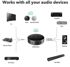 WiiM Mini AirPlay2 무선 오디오 스트리머, 멀티룸 스테레오, 프리앰프, Alexa 및 Siri 음성 도우미와 작동, Spotify, Amazon Music 등에서 고해상도 오디오 스트리밍