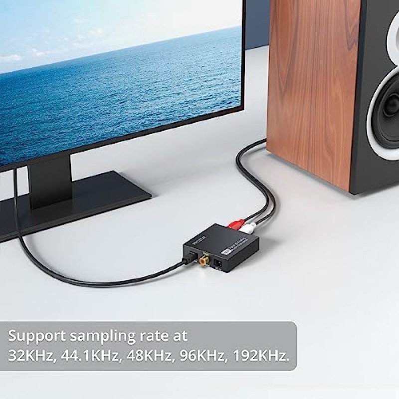 PROZOR 192KHz 디지털-아날로그 오디오 변환기 DAC 디지털 SPDIF 광-아날로그 L/R RCA 변환기 Toslink 광학-3.5mm 잭 어댑터(PS3 HD DVD PS4 Amp Apple TV 홈 시네마)