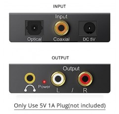 PROZOR 192KHz 디지털-아날로그 오디오 변환기 DAC 디지털 SPDIF 광-아날로그 L/R RCA 변환기 Toslink 광학-3.5mm 잭 어댑터(PS3 HD DVD PS4 Amp Apple TV 홈 시네마)