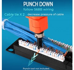 Rapink 패치 패널 12 포트 Cat6 10G 지원, 네트워크 패치 패널 UTP 10인치, 벽걸이 1U 이더넷 패치 패널 Cat6, Cat5e, Cat5 케이블링용 펀치 다운 블록