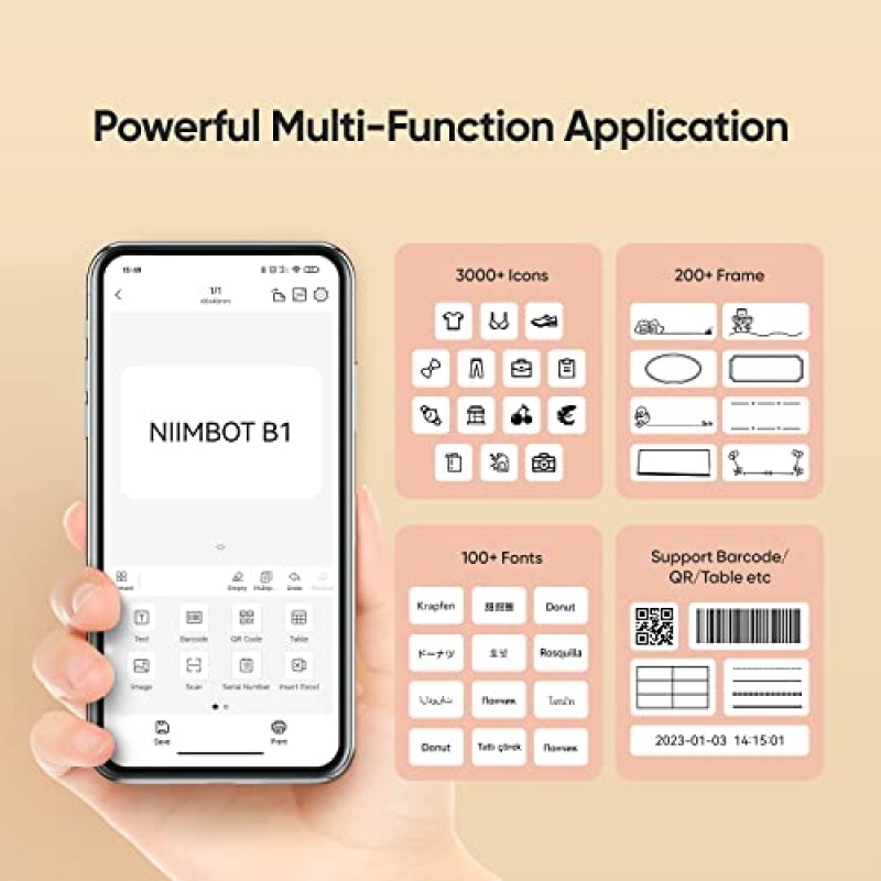 NIIMBOT B1 1개의 롤 프리 테이프가 있는 2인치 라벨 제조기 2인치 너비 비즈니스 가격 건 열전사 라벨 프린터 홈 오피스 조직 상업용 배송 라벨 태그 작성기