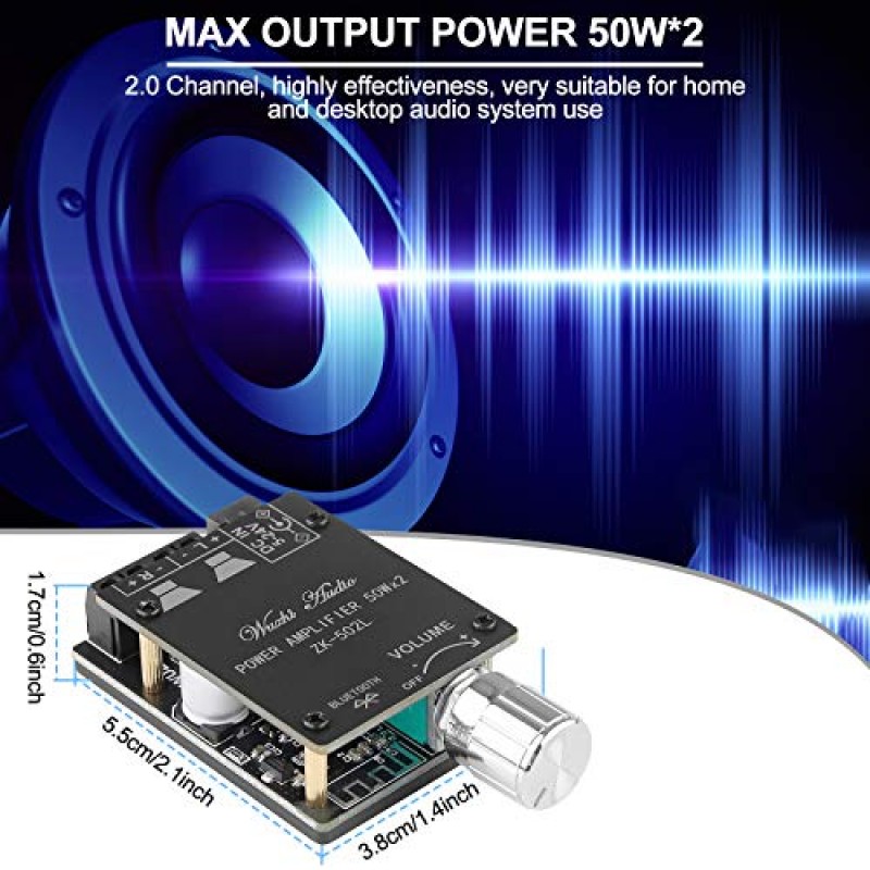 MakerHawk 미니 증폭기 보드 Bluetooth 증폭기 2.0 2X50W 5V-24V 매장 홈 시어터 스피커 용 오디오 전력 증폭기 모듈