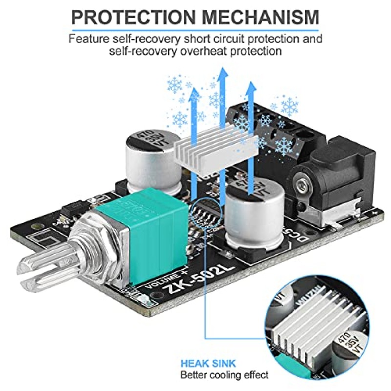 MakerHawk 미니 증폭기 보드 Bluetooth 증폭기 2.0 2X50W 5V-24V 매장 홈 시어터 스피커 용 오디오 전력 증폭기 모듈