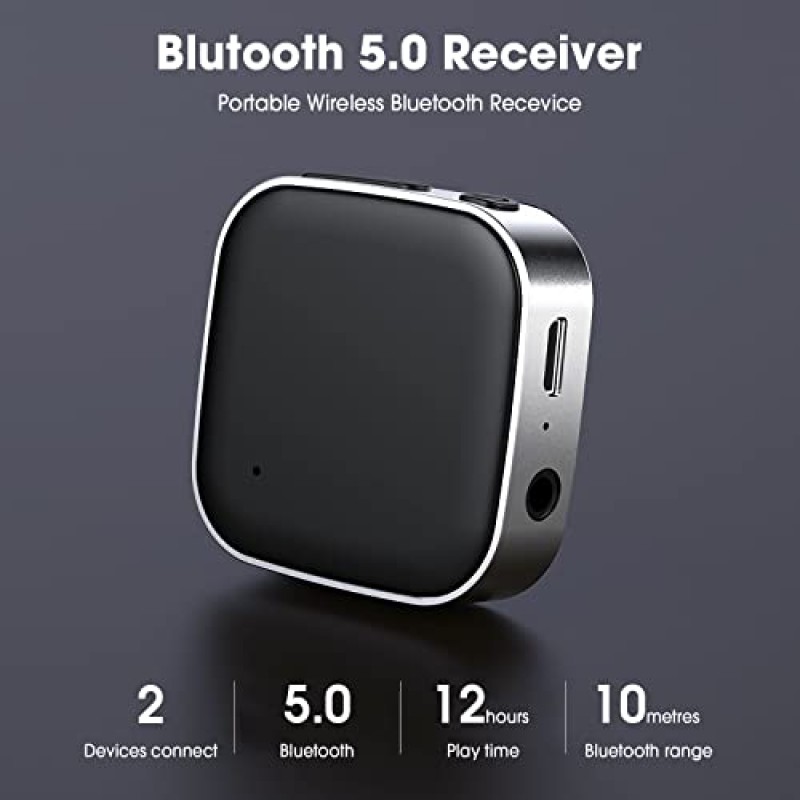 클립 Bluetooth Aux 어댑터, 헤드폰용 Bluetooth 오디오 어댑터, 무선 Bluetooth 수신기 가정용/차량용 스테레오 헤드셋 스피커용 MIC AUX 3.5mm 핸즈프리 어댑터