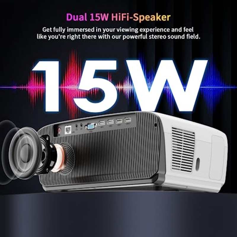 4K 스마트 게임 프로젝터 일광 홈 시어터 시스템, 1000 ANSI LCD 실외 프로젝터 5G WiFi Bluetooth Netflix, DVD 노트북 iPhone용 2G+16G/LAN/HDMI/USB 스트리밍 내장 Android TV 앱