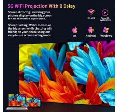 4K 스마트 게임 프로젝터 일광 홈 시어터 시스템, 1000 ANSI LCD 실외 프로젝터 5G WiFi Bluetooth Netflix, DVD 노트북 iPhone용 2G+16G/LAN/HDMI/USB 스트리밍 내장 Android TV 앱