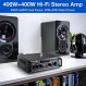 Facmogu 홈 오디오 증폭기, Bluetooth 5.0 수신기 무선 전력 증폭기, 최대 400Wx2 RMS 50Wx2 듀얼 채널 HiFi 사운드 오디오 시스템 홈 스테레오 수신기, 에코 포함 마이크, USB/RCA/FM 포함 저음 및 고음