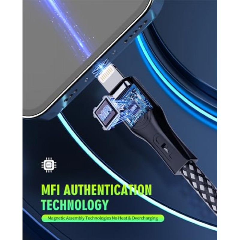 Magtame 자기 USB C-라이트닝 케이블, 30W PD iPhone 충전기 고속 충전, 고속 코일형 C형 iPhone 충전 코드 3피트 [MFi 인증] iPhone 14 13 12 11 Pro Max Xs 8 iPad와 호환 가능