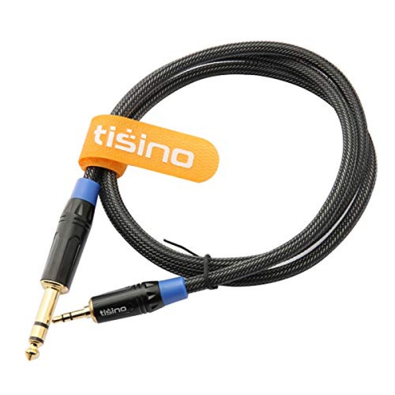 tisino 1/8 ~ 1/4 스테레오 케이블, 3.5mm ~ 1/4 어댑터 기타, 키보드 피아노, 노트북, 홈 시어터 장치, 스피커 및 앰프용 Aux 코드 스테레오 오디오 케이블 -나일론 브레이드 10피트