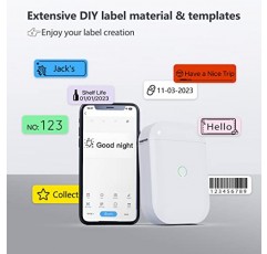 PikDik 미니 블루투스 라벨 메이커 - 테이프가 있는 D11 화이트 라벨 메이커 기계 라벨링 항아리용 휴대용 라벨 프린터 라벨러 홈 정리 사무실