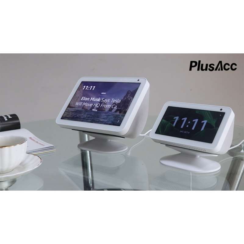 Echo Show 5 및 Show 8용 PlusAcc 스탠드 - Echo Show 5(1세대 및 2세대) 및 Show 8(1세대 및 2세대)용 조절 가능한 Alexa 홀더 스탠드 액세서리, 틸트 기능, 미끄럼 방지 베이스(검은색)