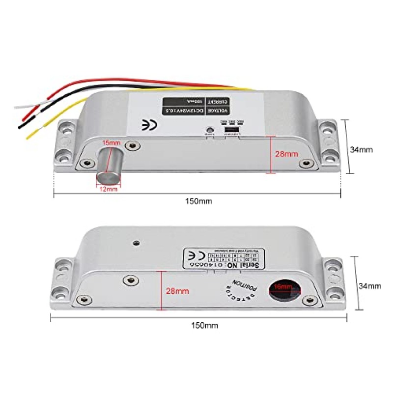 LIBO 전기 드롭 볼트 잠금 장치 DC 12V 실패 안전 NC 모드 시간 지연 기능이있는 액세스 제어 보안 시스템 용 전자 도어 잠금 장치