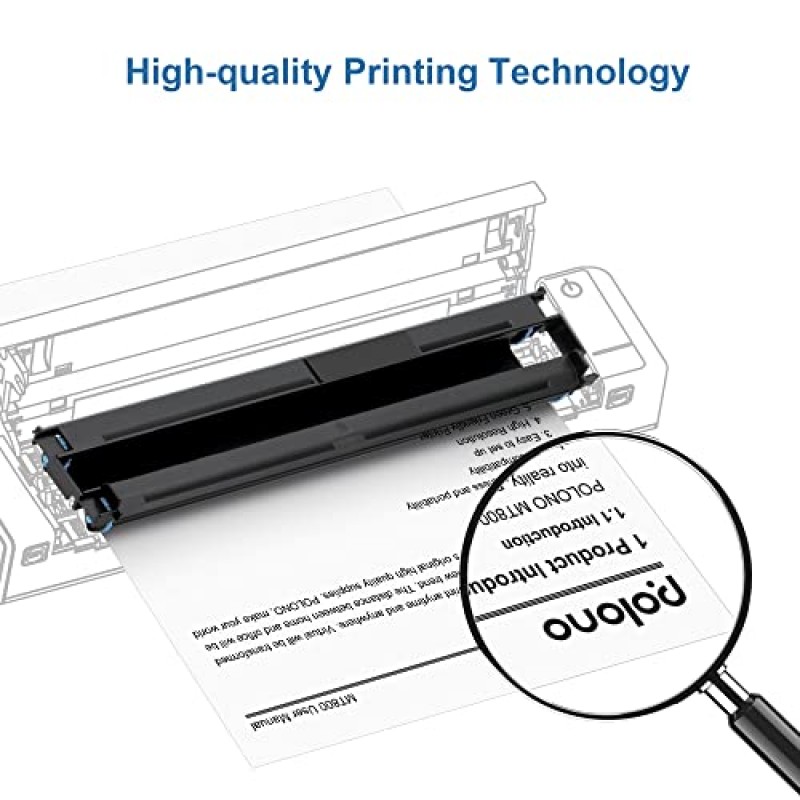 POLONO 열전사 리본, 열전사 리본 지원 MT800(216mm) 휴대용 열전사 프린터, 가정/사무실용 HPRT MT800 무선 블루투스 휴대용 프린터와 호환되는 전용 열전사 리본
