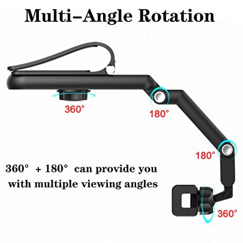 DOUBFIVSY 차량용 휴대폰 홀더 + USB 케이블, 360° 다기능 차량용 선 바이저 휴대폰 홀더 대부분의 휴대폰과 호환되는 자동차 홈 주방용 범용 조절 가능한 휴대폰 홀더